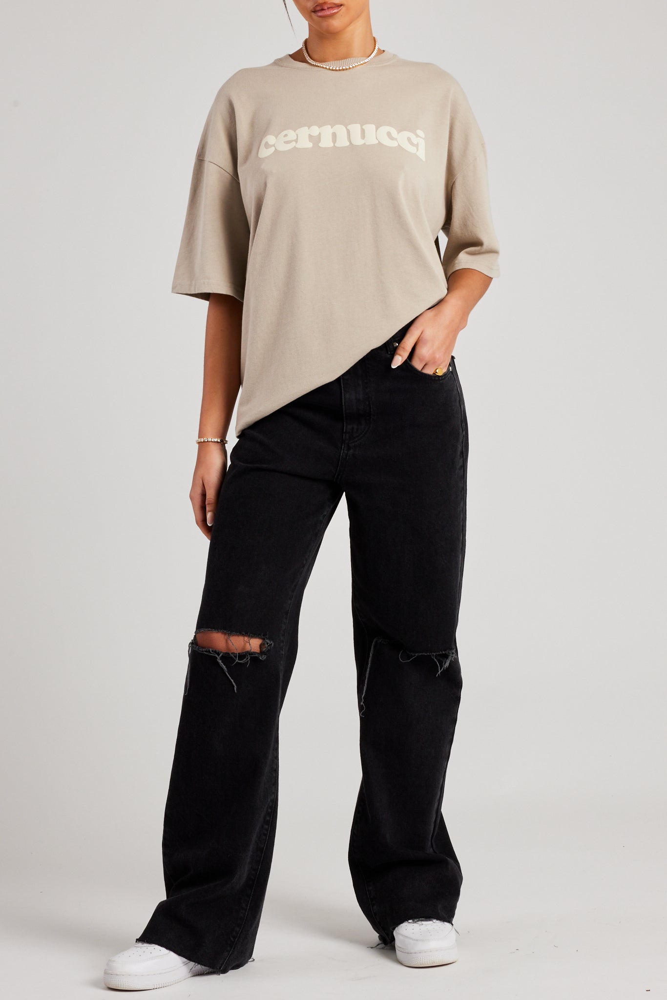 Oversize-T-Shirt - Stein