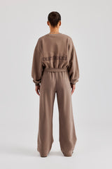 Cernucci Cropped Sweater & Wide Leg Jogger - Taupe