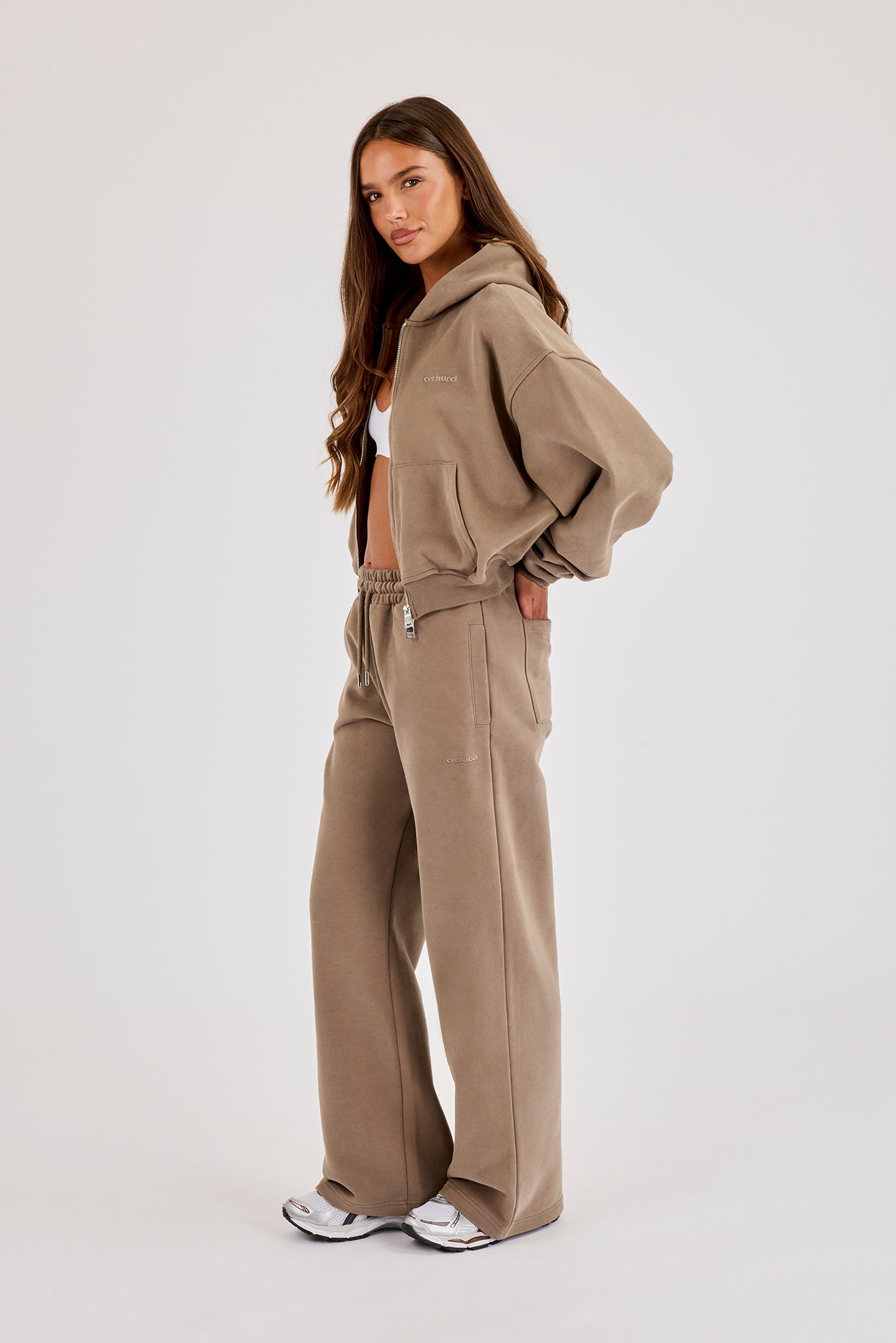 Cernucci Cropped Zip Through Tracksuit - Taupe