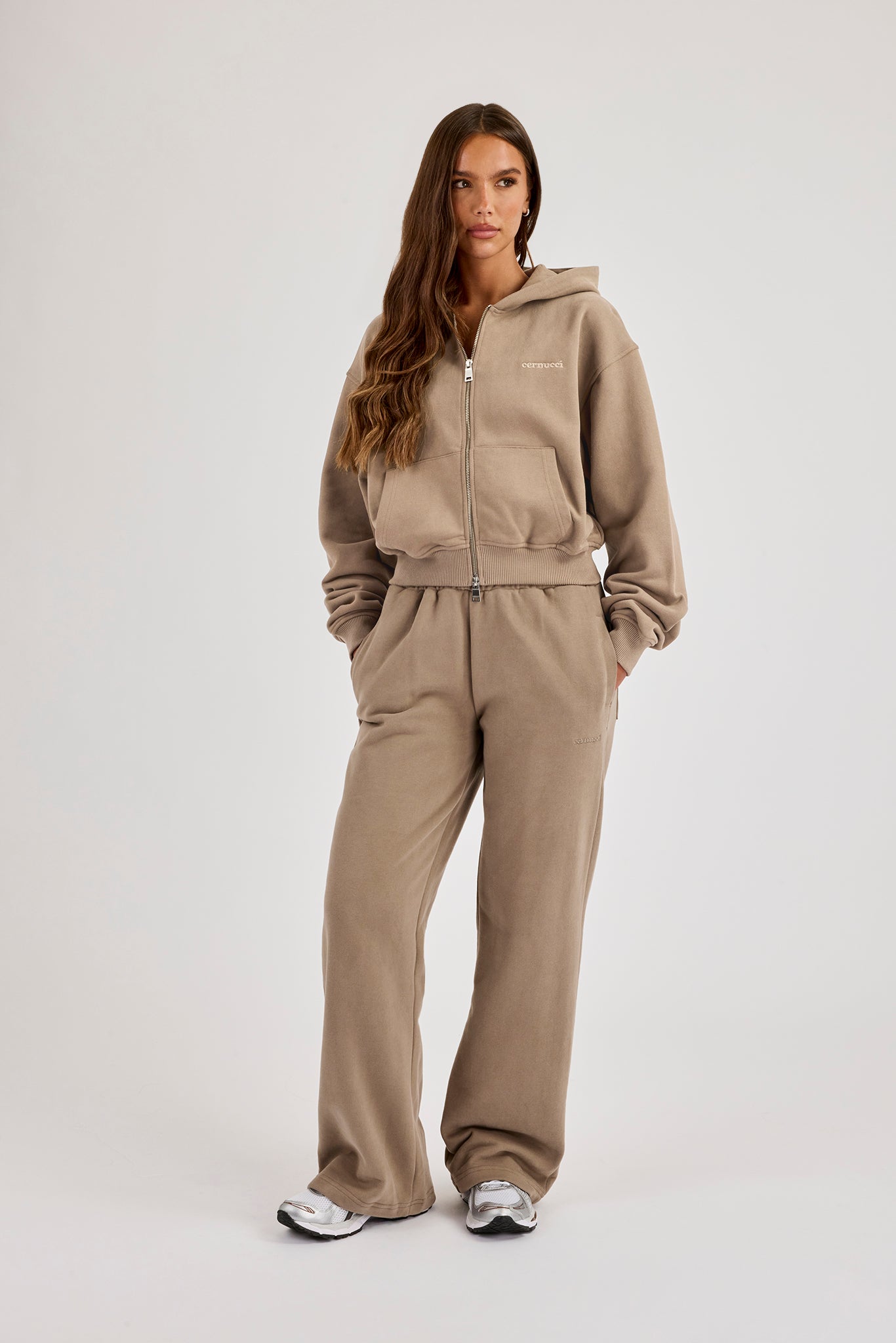 Cernucci Cropped Zip Through Tracksuit - Taupe