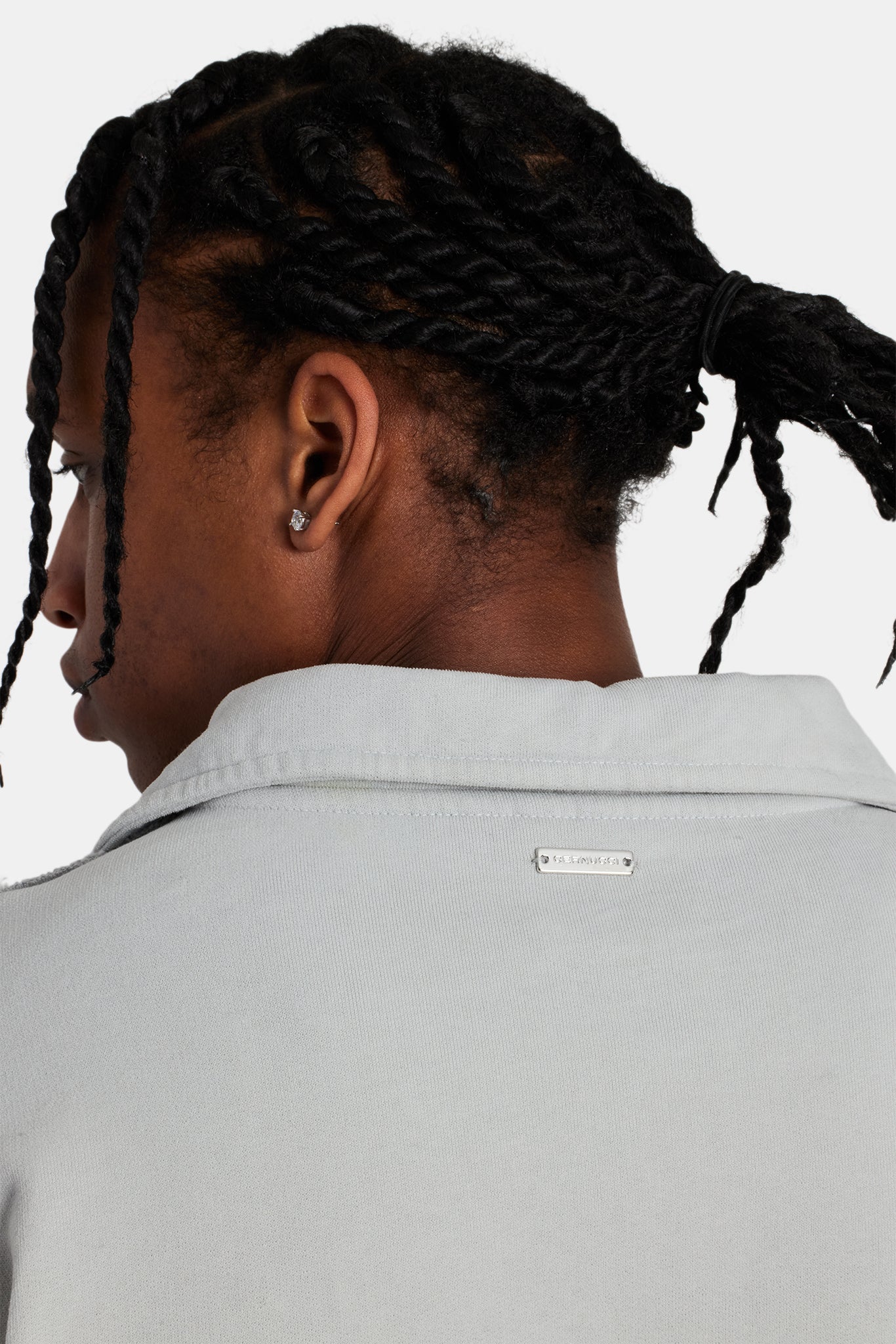 Langärmliges Sweatshirt mit sichtbaren Nähten und Kragen – Verwaschenes Grau