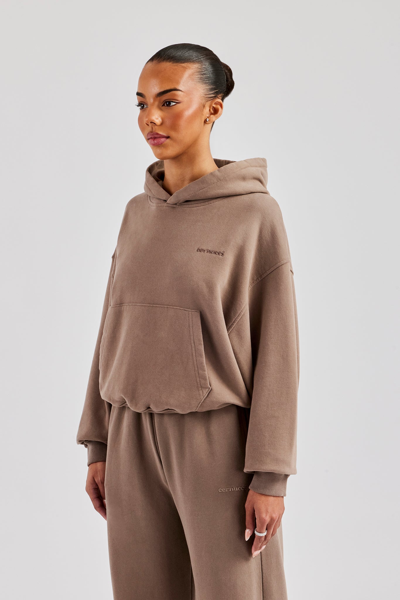 Cernucci Bubble Boxy Hoodie - Taupe