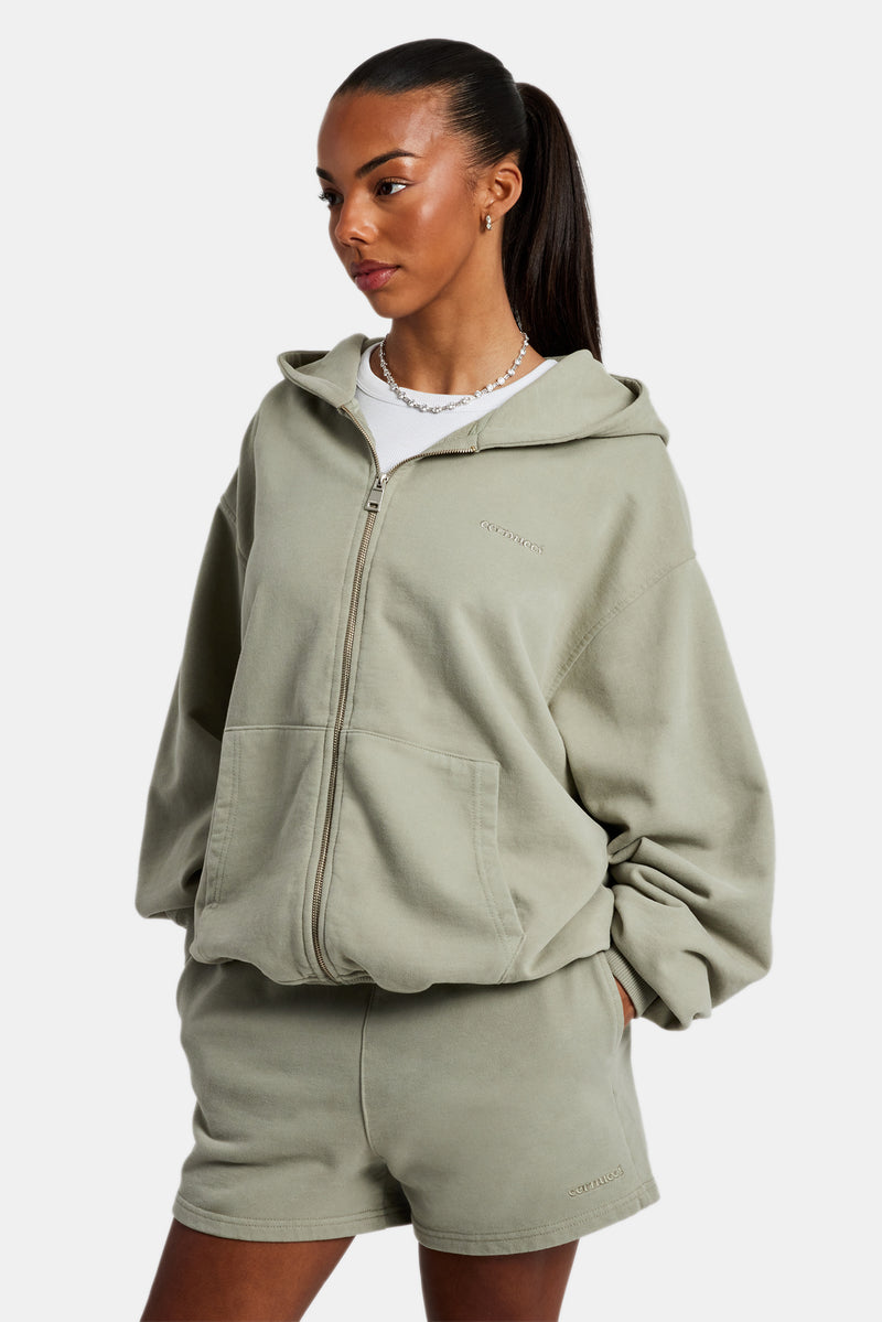 Cernucci Limited Zip Through Hoodie Short Set Sage Womens