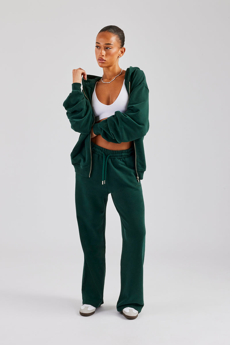 Womens Zip Through Hoodie and Jogger Set – Dark Green Womens