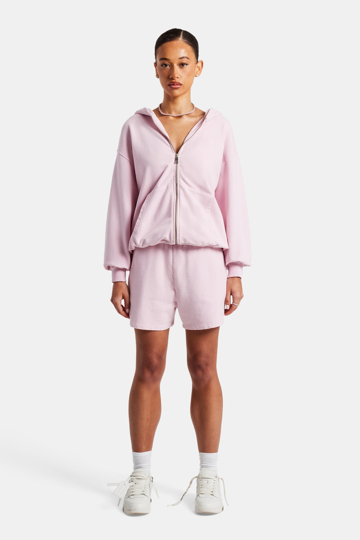 Cernucci Limited Zip Through Hoodie & Short Set - Pink | Womens
