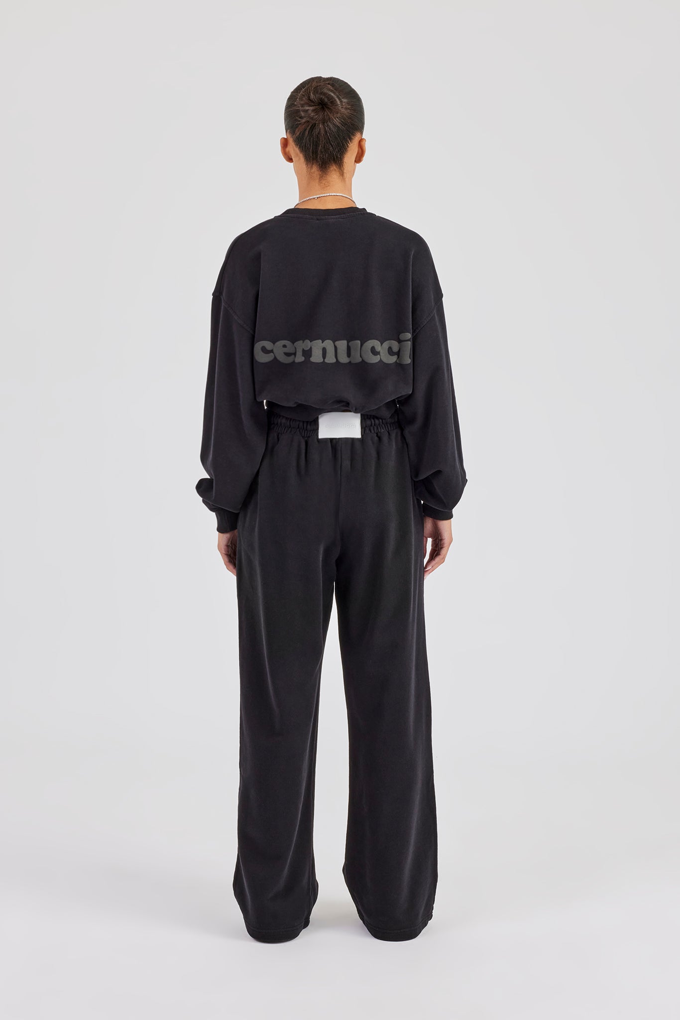 Cernucci Limited Sweatshirt und Jogginghose mit weitem Bein – Schwarz