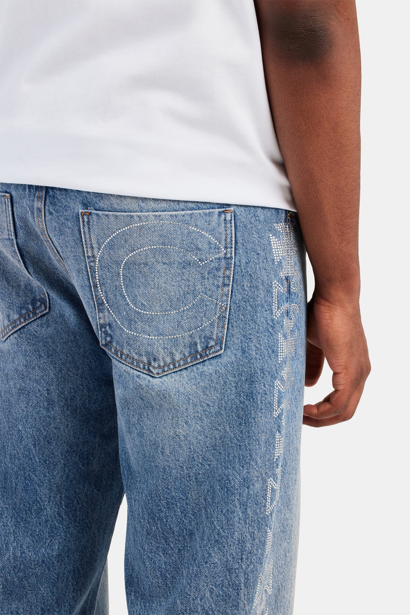 Lässige Jeans mit Strassmotiv - Mittelblau