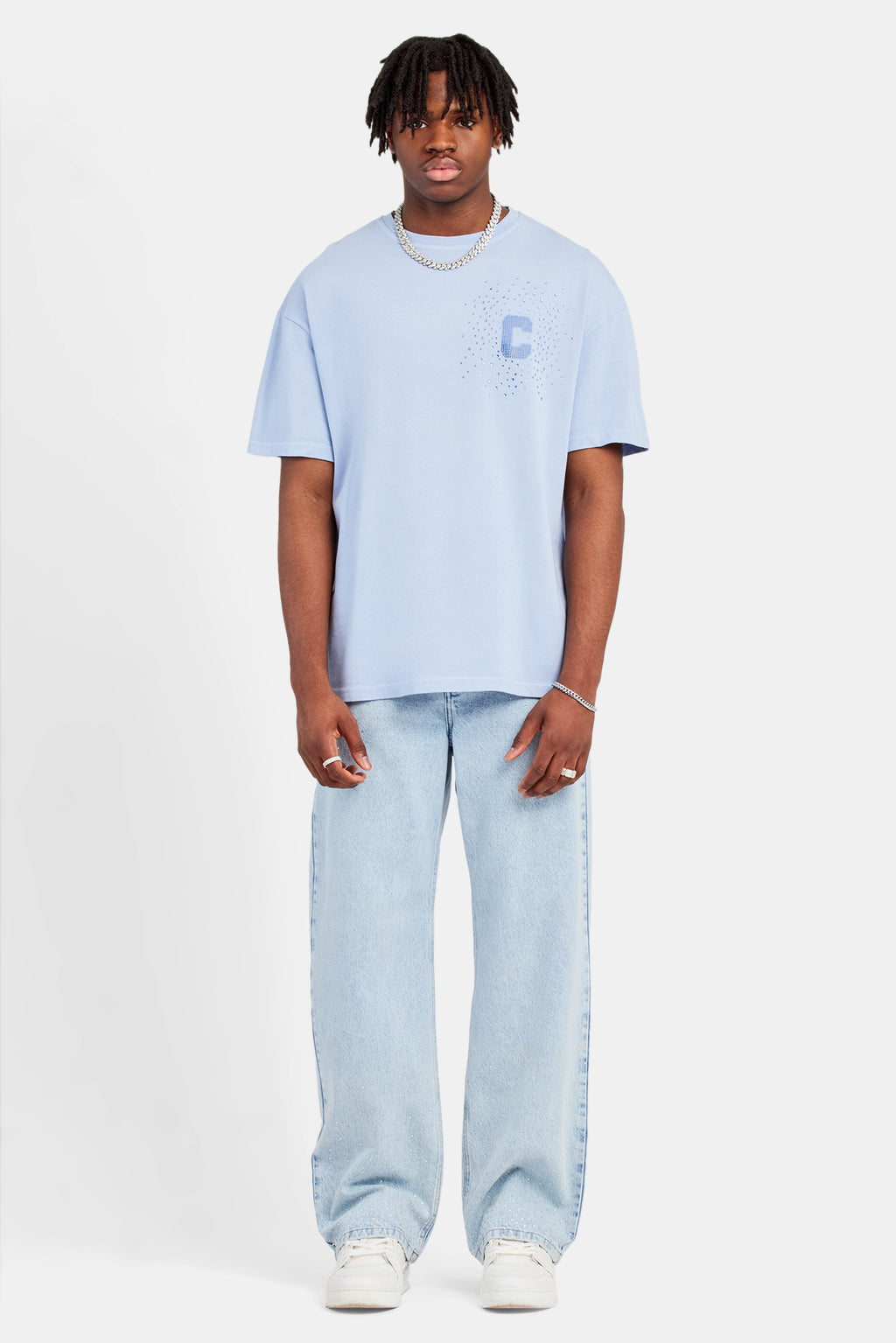 Purple CR rhinestone oversized tee. main image 1