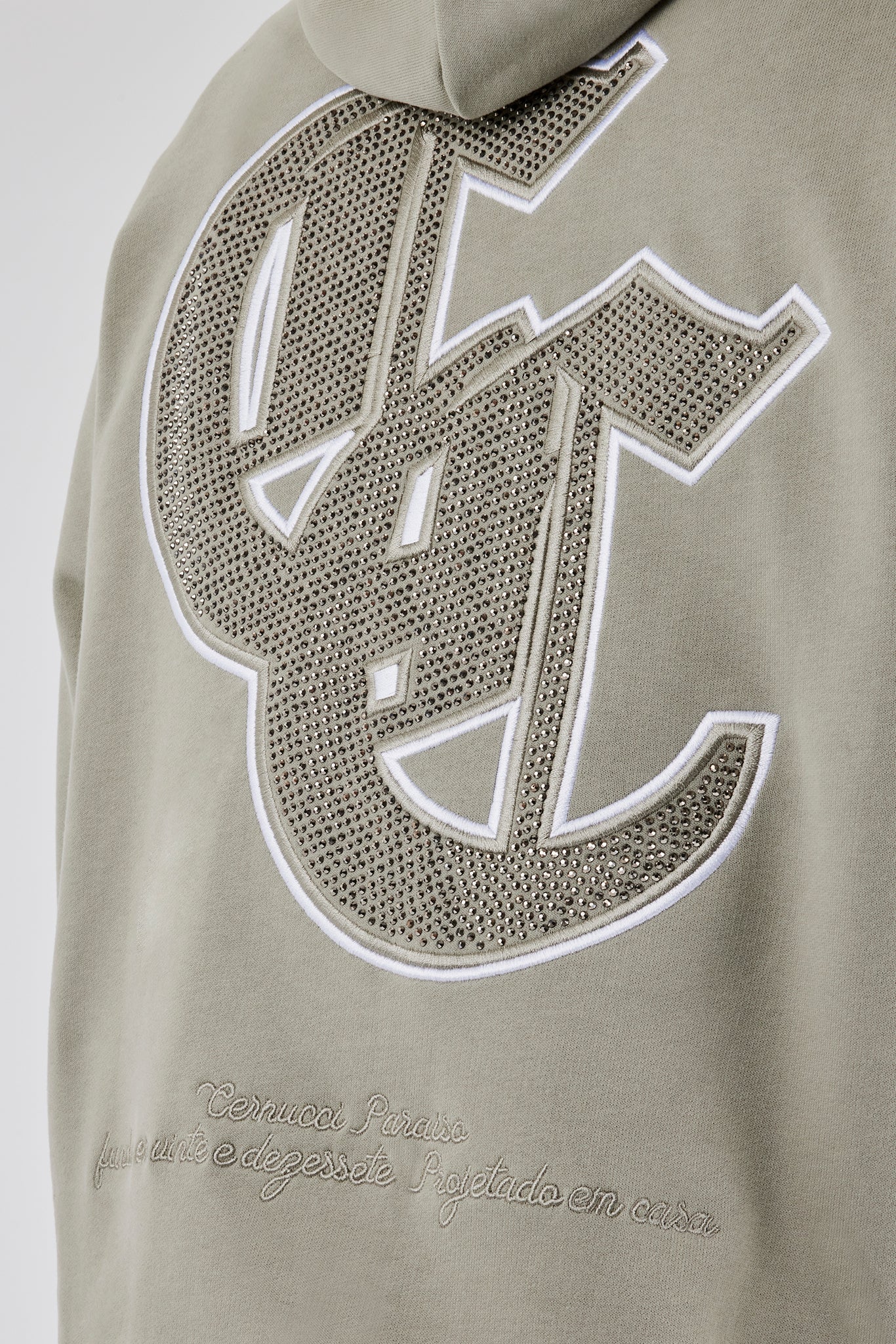 Gothic C Strass Hoodie - Salbeigrün