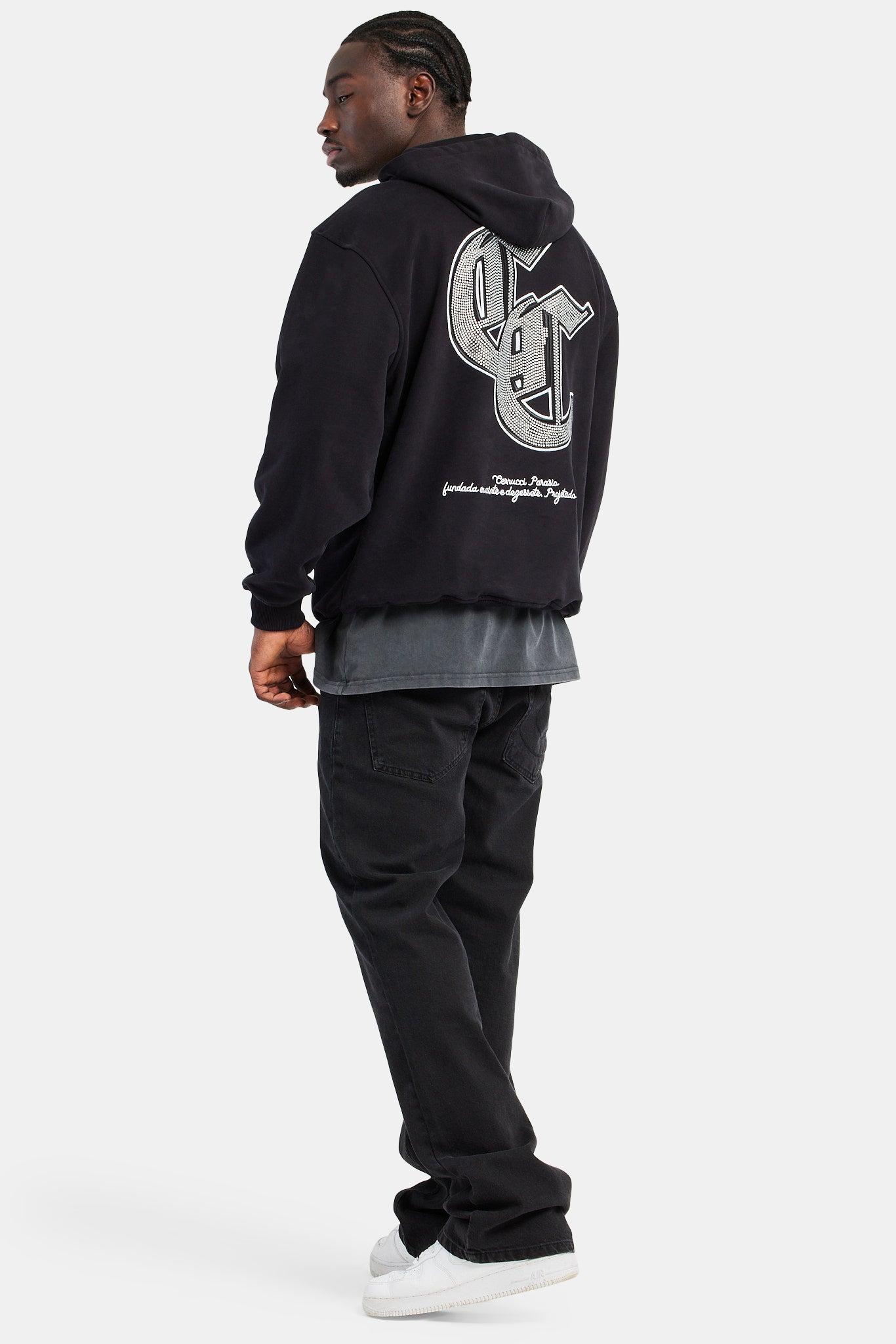 Strass-Hoodie - Schwarz