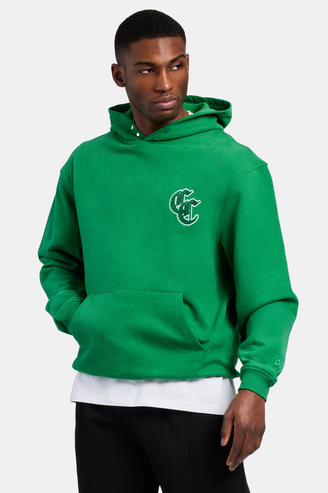 Gothic C Embellished Hoodie - Green | Mens Hoodies & Sweats | Shop ...