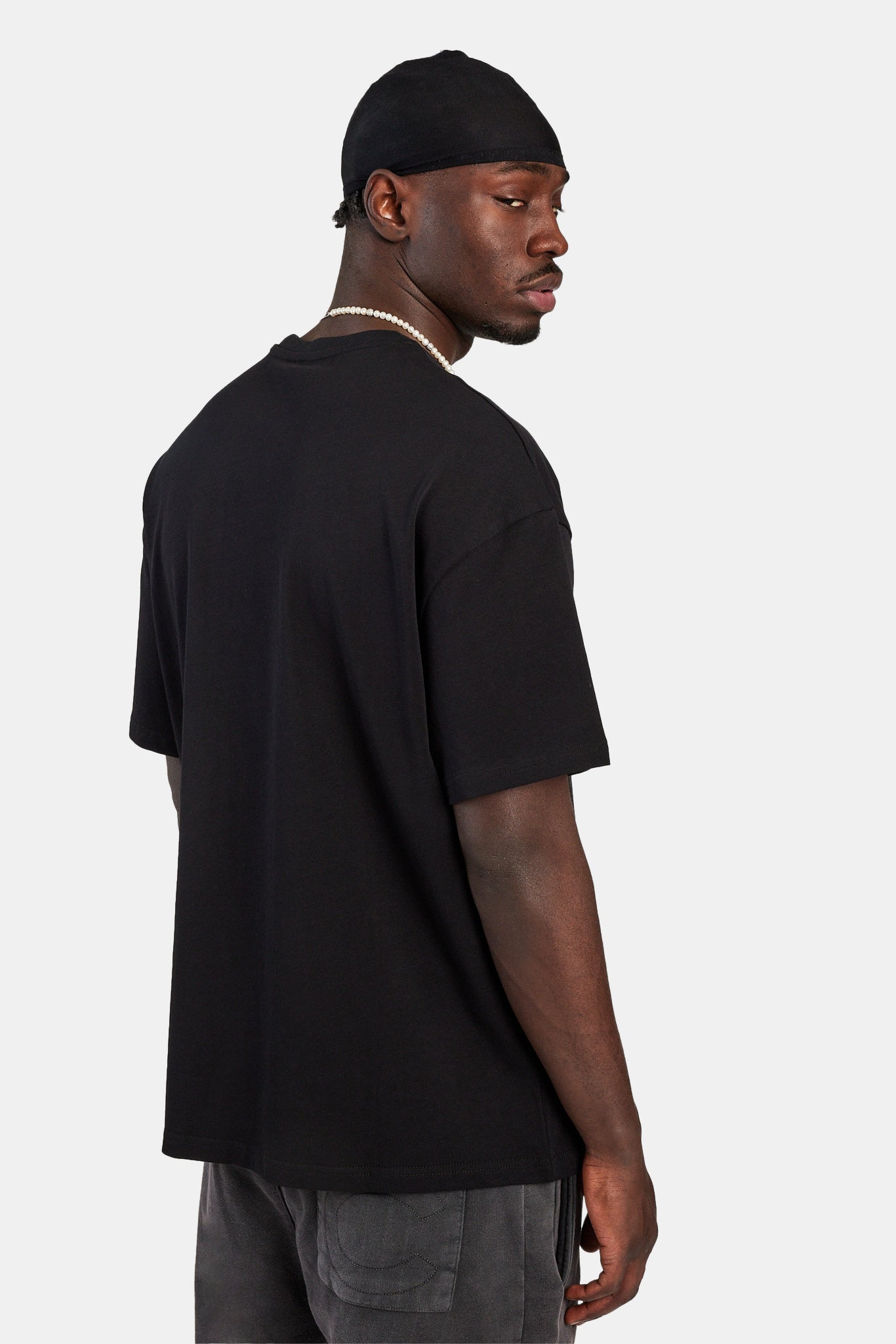 Gothic C Strass Oversize T-Shirt - Schwarz