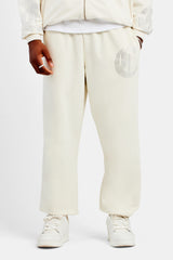 Oversize-Jogginghose mit Strasssteinen – Ecru