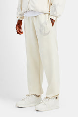 Oversize-Jogginghose mit Strasssteinen – Ecru