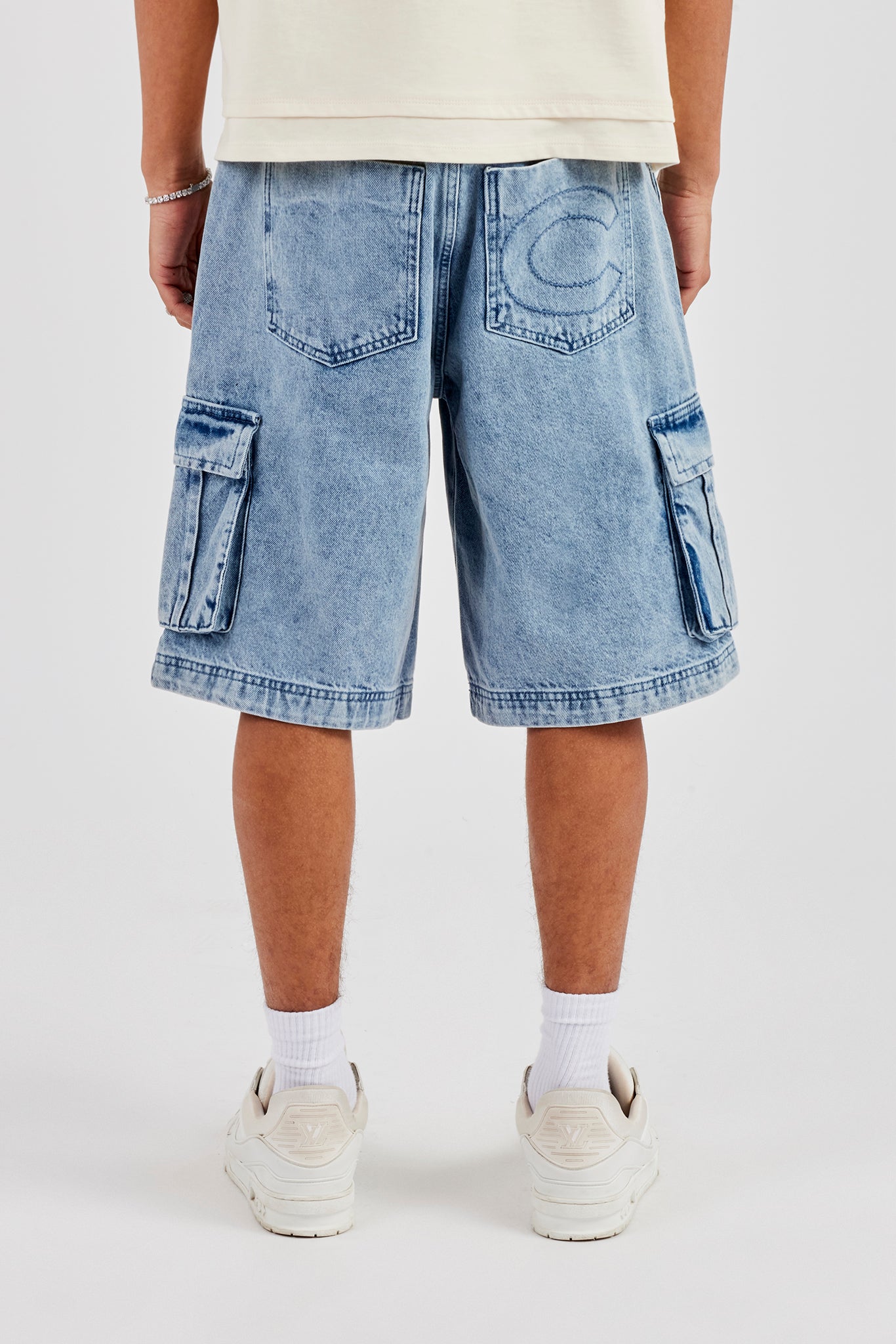 Denim Cargo Bermuda Jort - Light Blue