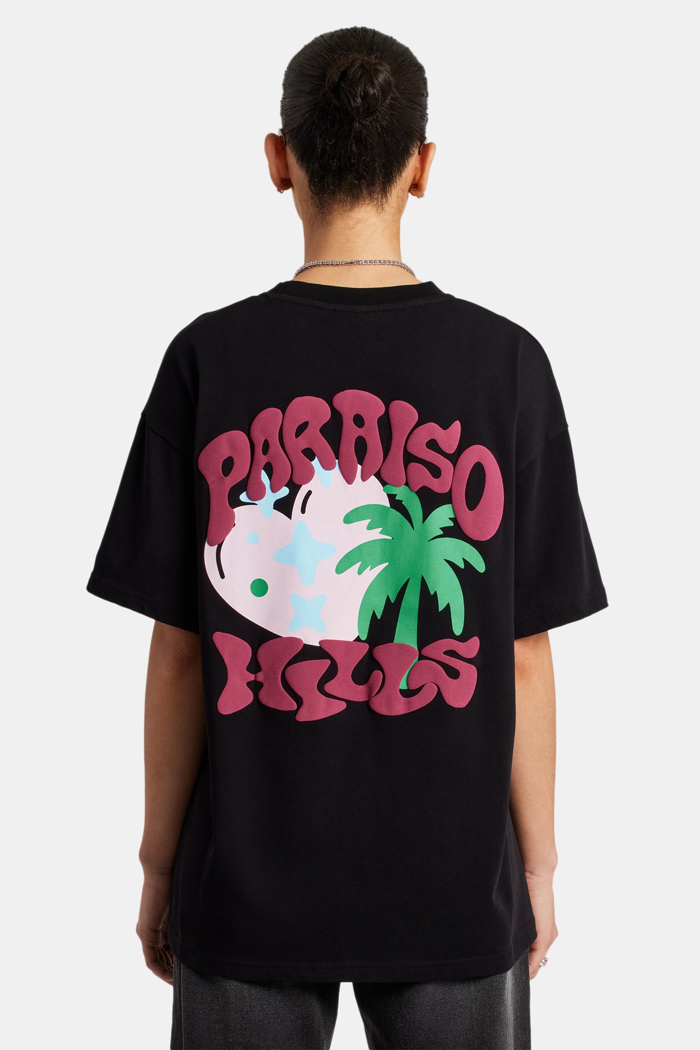 Paraiso Hills Palm Oversize-T-Shirt - Schwarz