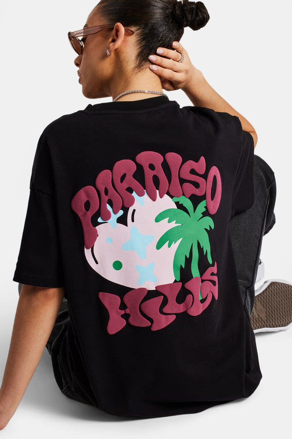 Paraiso Hills Palm Oversized T-Shirt - Black