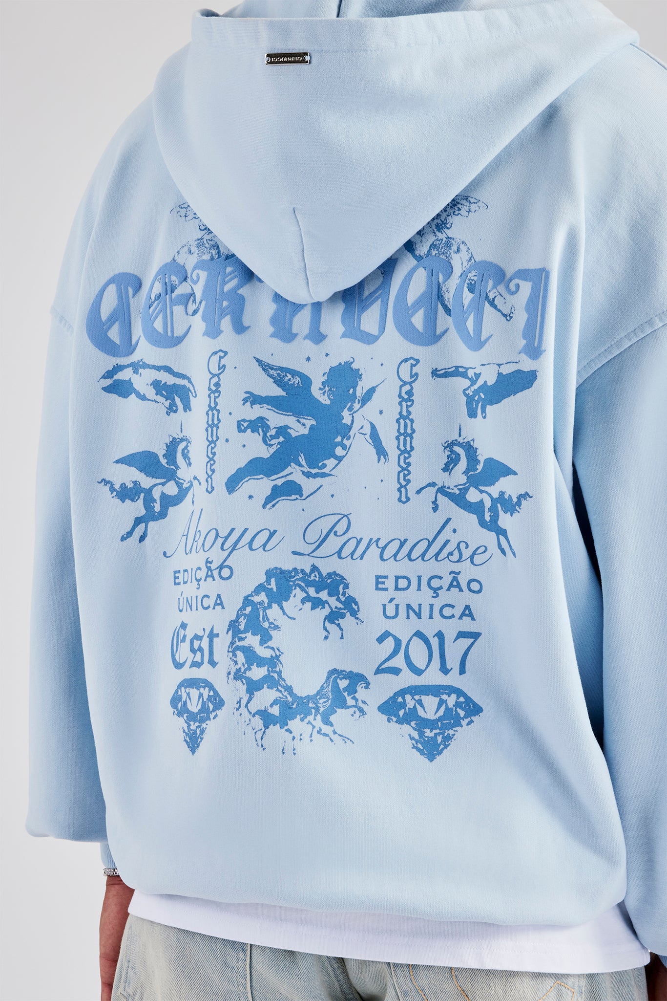Cherub Text Zip Hoodie - Light Blue | Mens Hoodies & Sweats | Shop