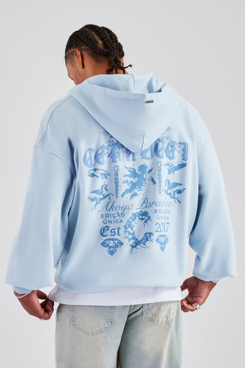 Cherub Text Zip Hoodie Light Blue Mens Hoodies Sweats Shop