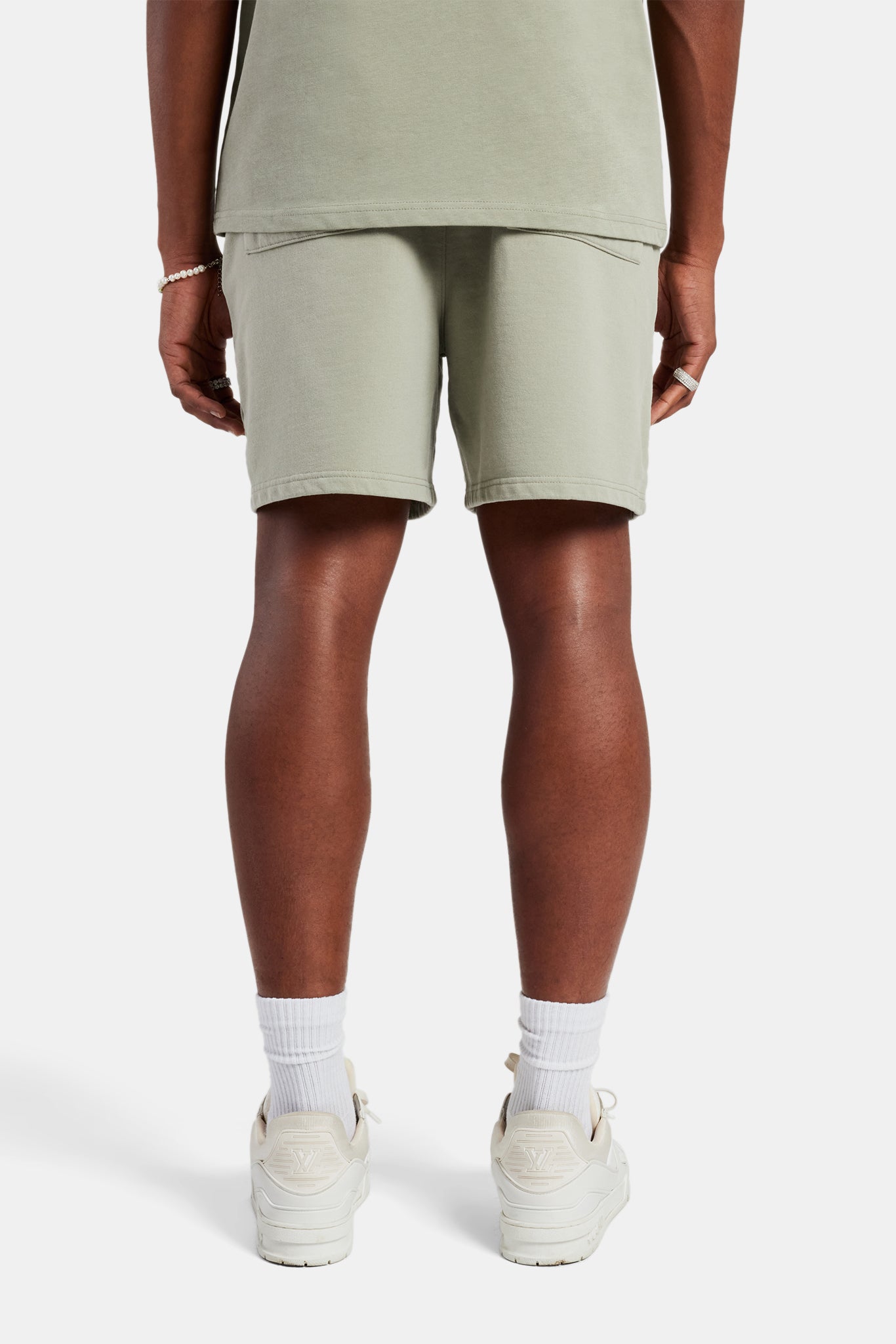 Jersey-Shorts mit Logo-Stickerei – Salbeigrün