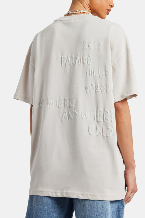 Womens Parasio Hills Text Oversized T-Shirt - Stone