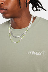 Set aus T-Shirt und Shorts mit Logo-Stickerei – Salbeigrün