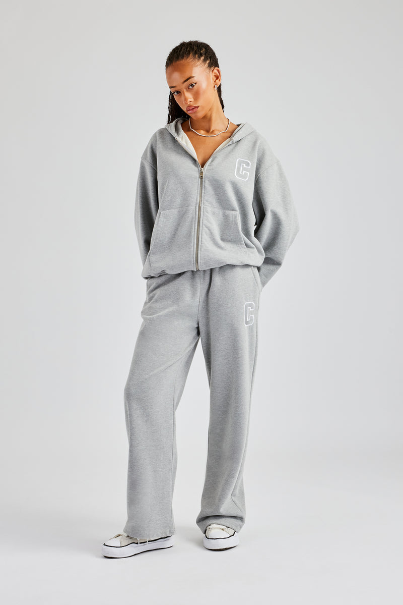 C Embroidered Zip Through Tracksuit Grey Marl Womens Sets