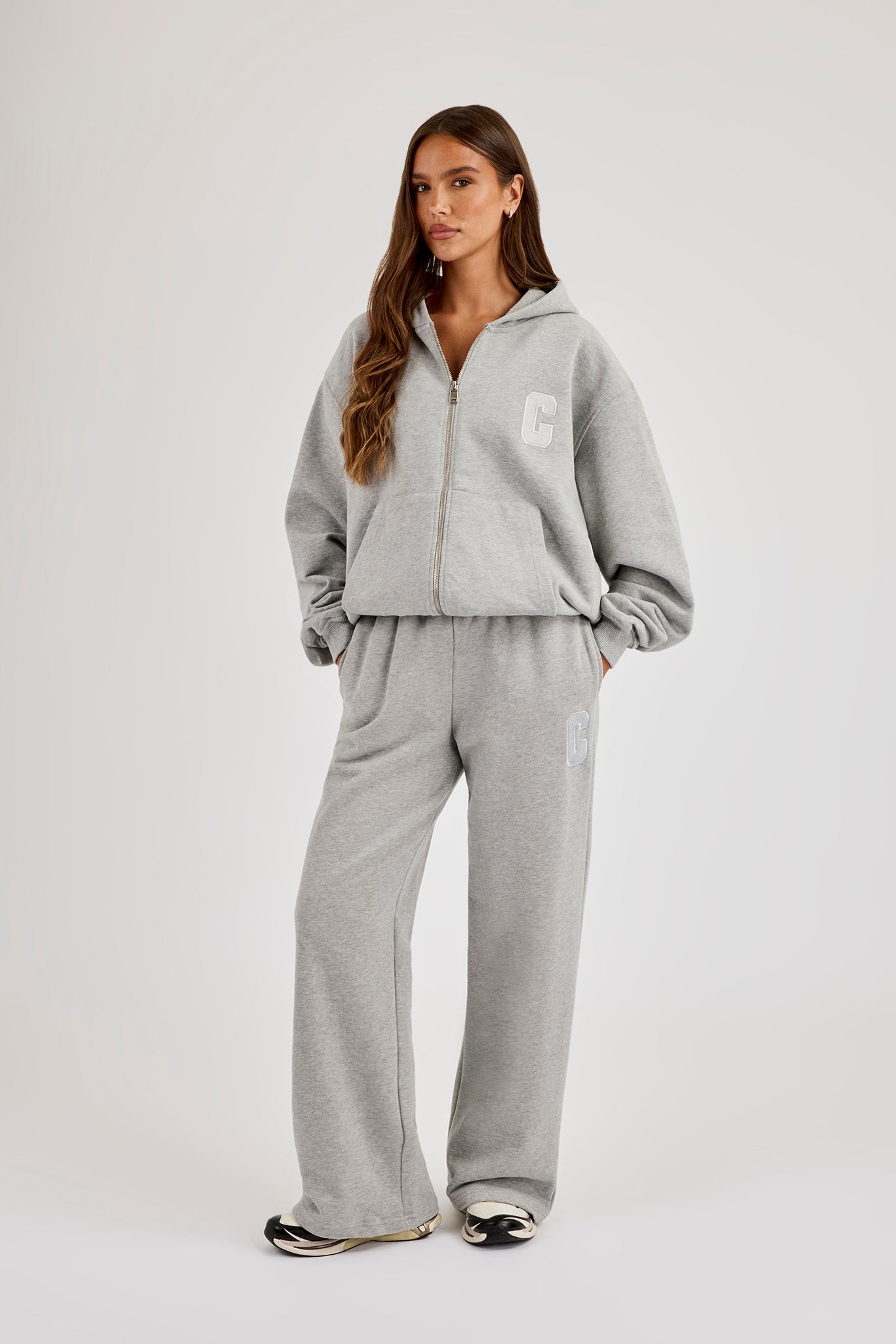 C Embroidered Jogger - Grey Marl