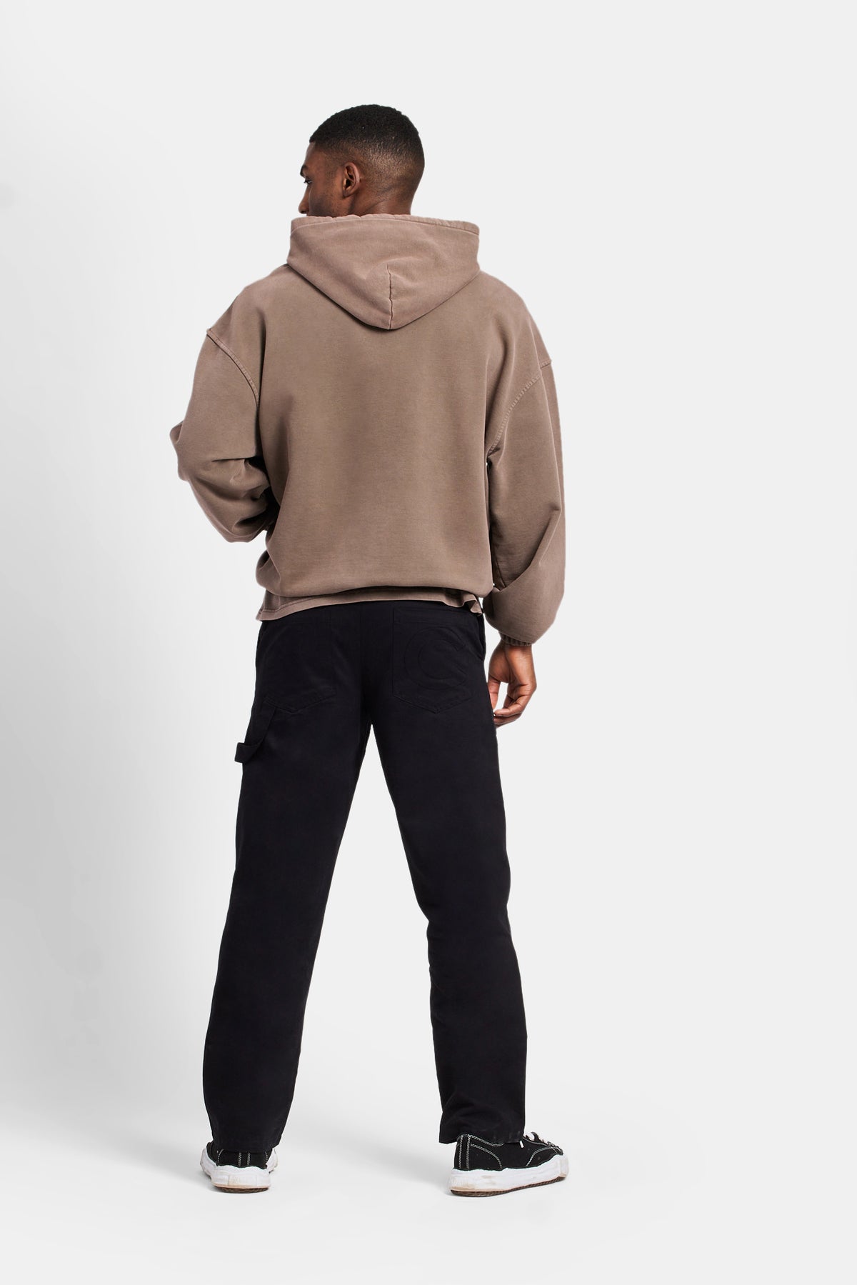 Embroidered Zip Through Hoodie - Washed Brown | Mens Hoodies 
