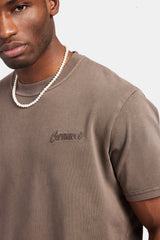 Embroidered T-Shirt - Washed Brown