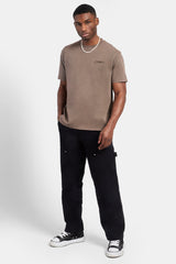 Besticktes T-Shirt – Verwaschenes Braun