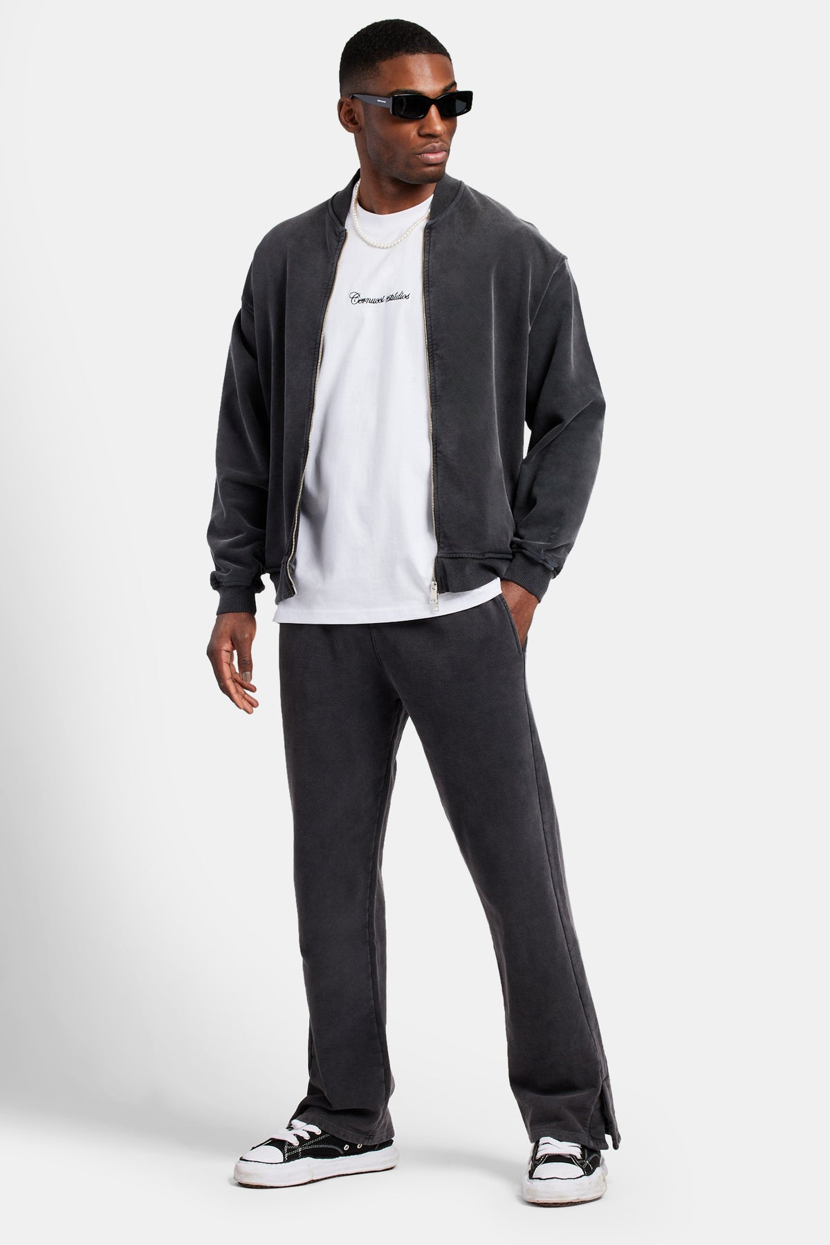 Mirrors Motif Brushback Fleece Pullover Hoodie In Jet Black - Tokyo La