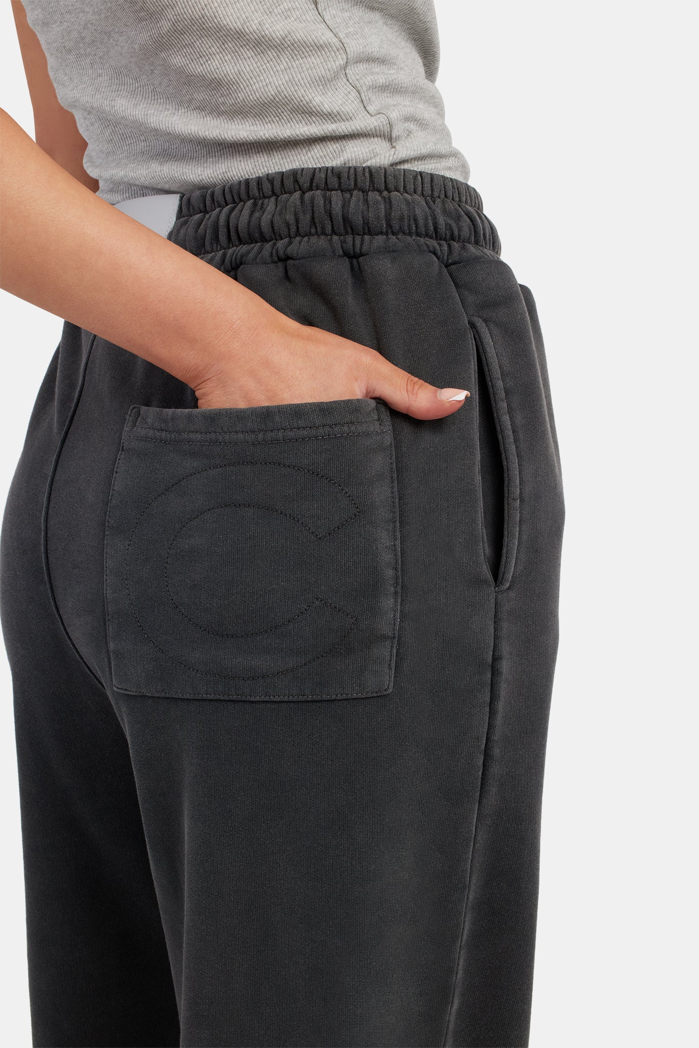 Jogginghose mit weitem Bein und Acid-Wash-Effekt - Anthrazit