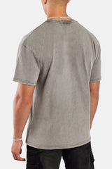 Oversized Washed Cernucci Text T-Shirt - Grey