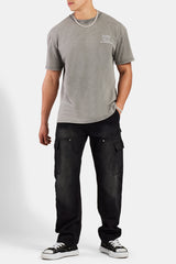 Oversized-T-Shirt mit gewaschenem Cernucci-Text - Grau