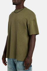 Oversize-T-Shirt mit 3D-C-Stickerei – Khaki
