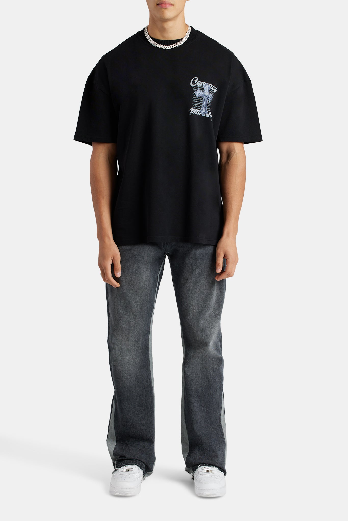 Oversized Iced Cross Graphic T-Shirt - Black | Mens Tops | Shop T