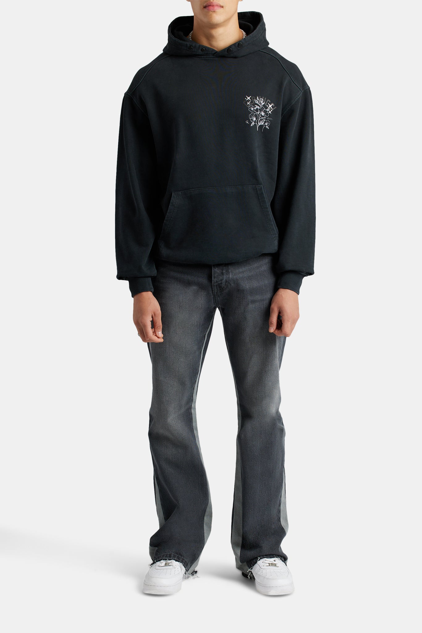 Hoodie mit Blumen- und Strass-Print