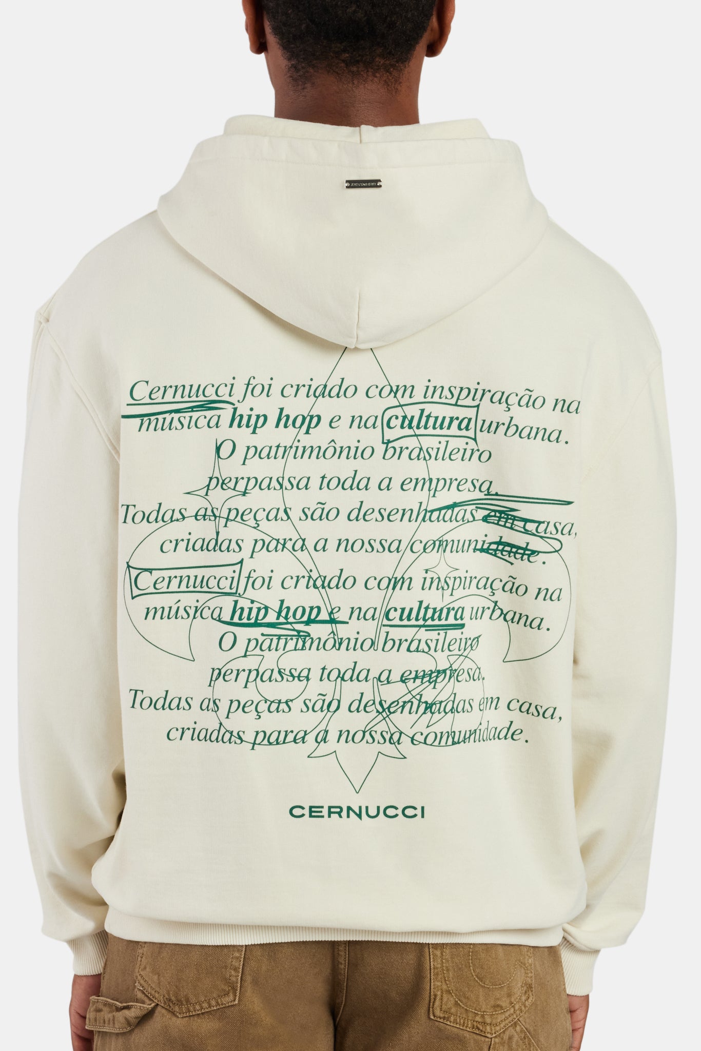 Cernucci Text Graphic Hoodie - Ecru