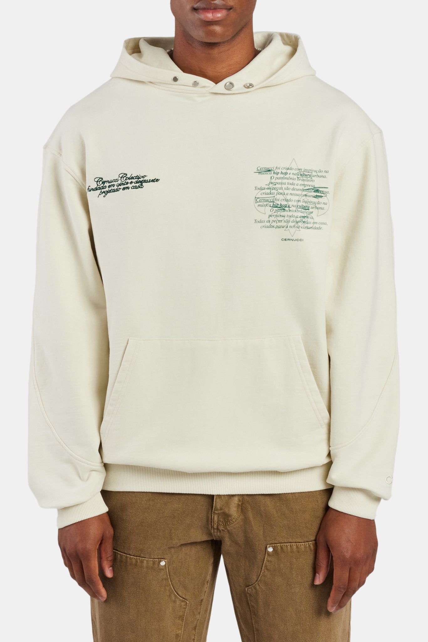 Cernucci Text Graphic Hoodie - Ecru