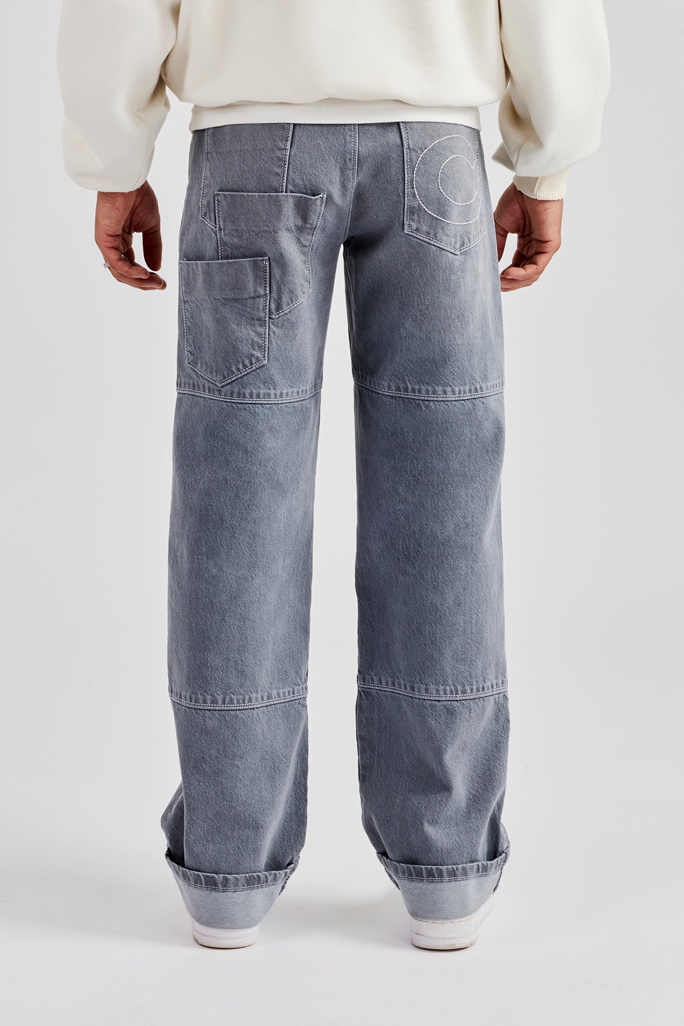 Mens Relaxed Turn Up Denim Jean - Washed Grey | Mens Denim | Shop