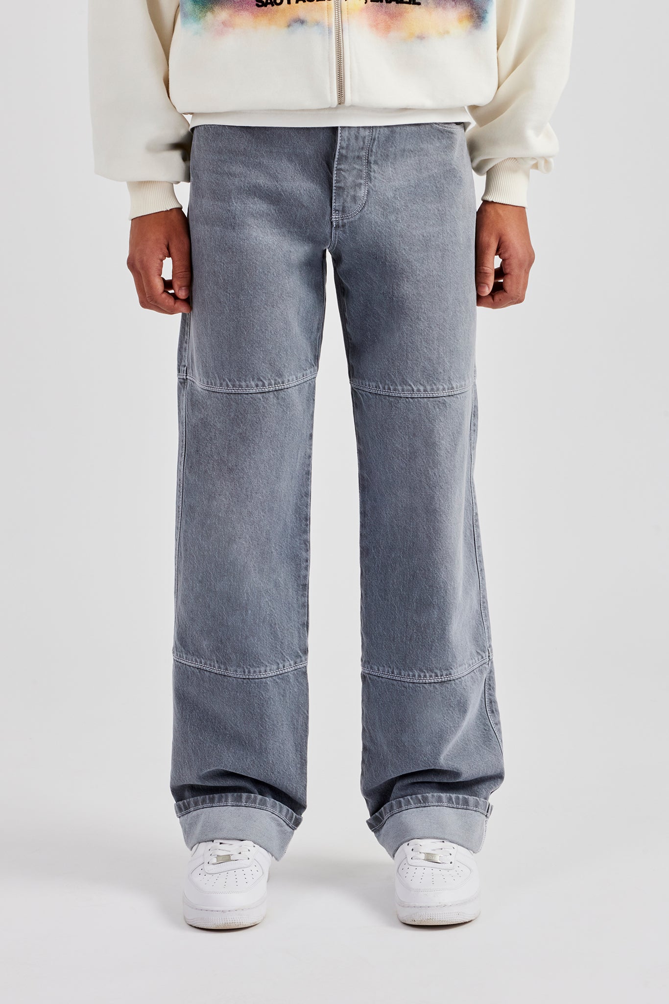 Mens Relaxed Turn Up Denim Jean - Washed Grey | Mens Denim | Shop