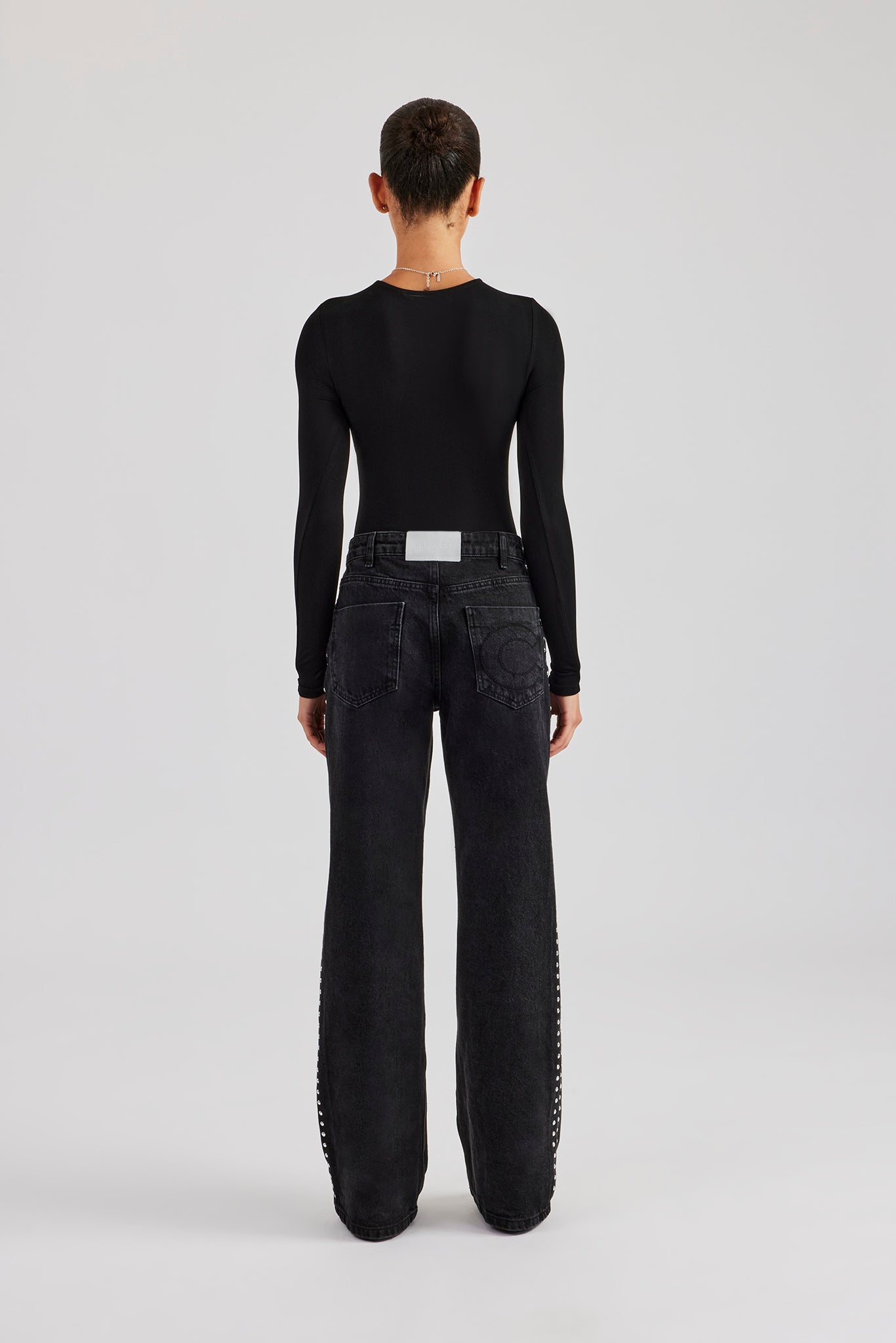Pearl Stud Flare Jean - Washed Black | Womens Denim | Shop Denim