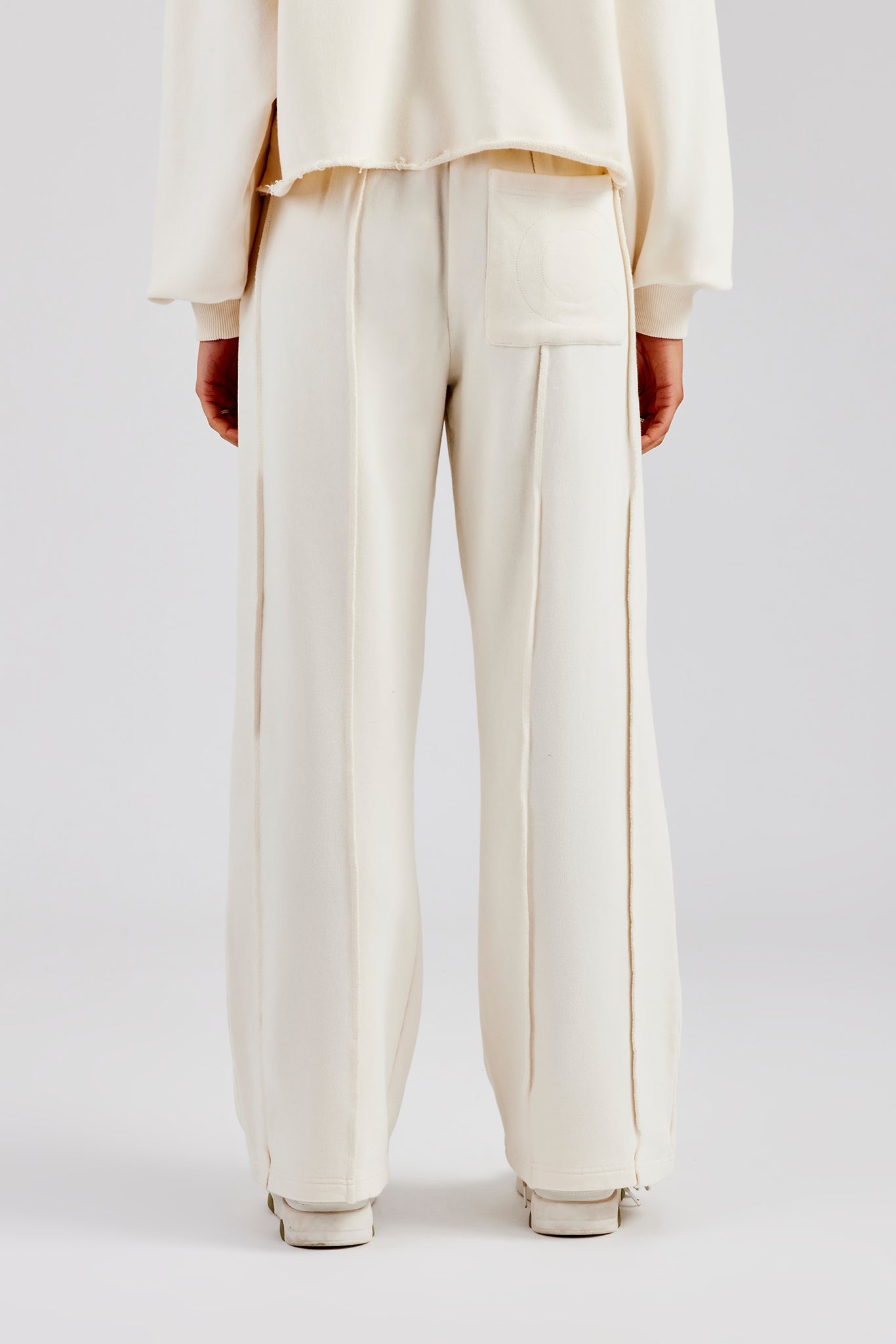 Raw Edge Waistband Jogger - Off White