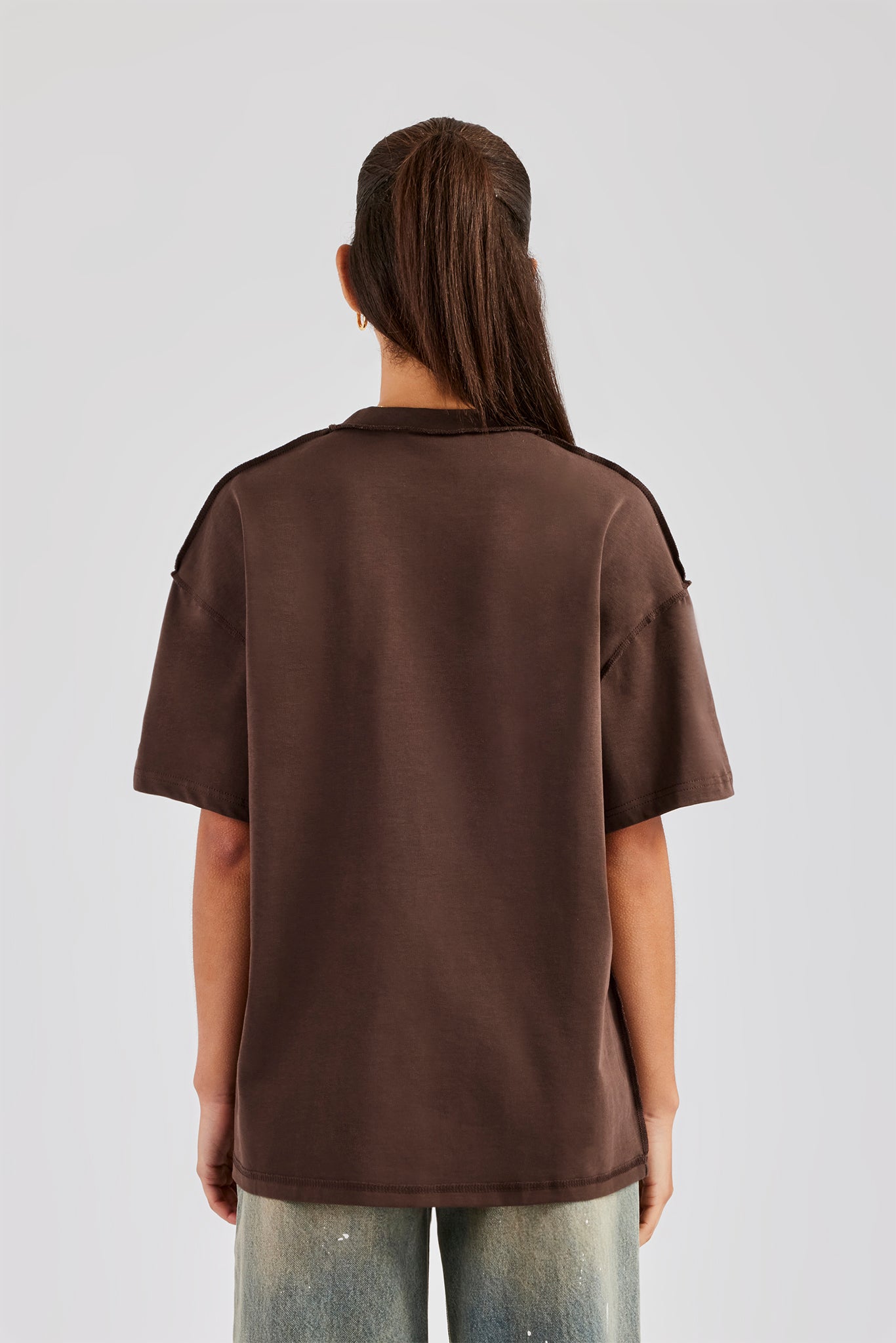 Santa Monica Rhinestone Oversized T-Shirt - Chocolate | Womens