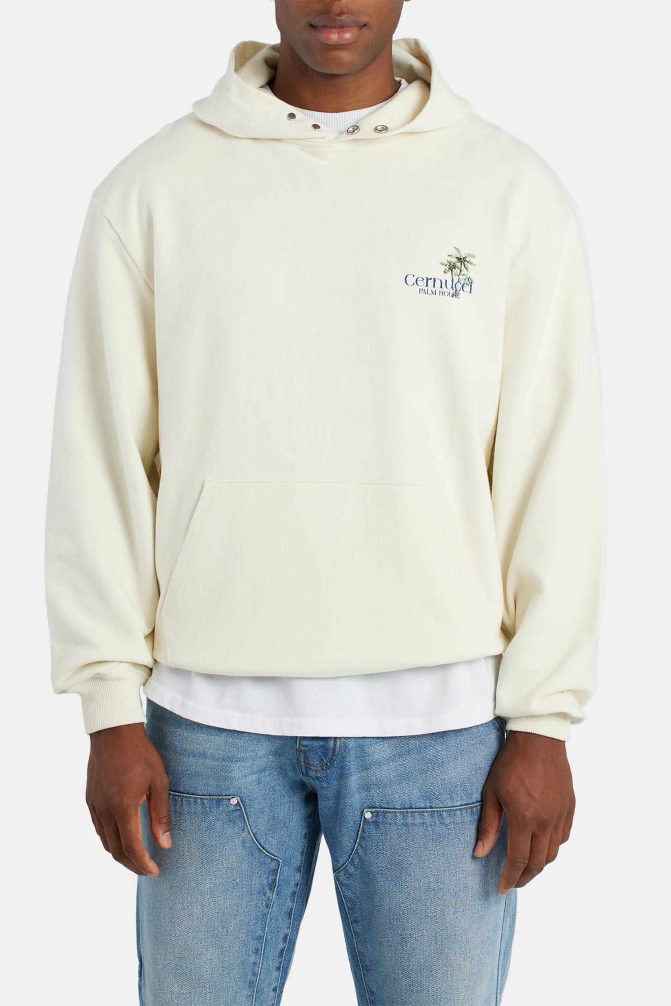 Cernucci Palm House Grafik-Hoodie - Ecru