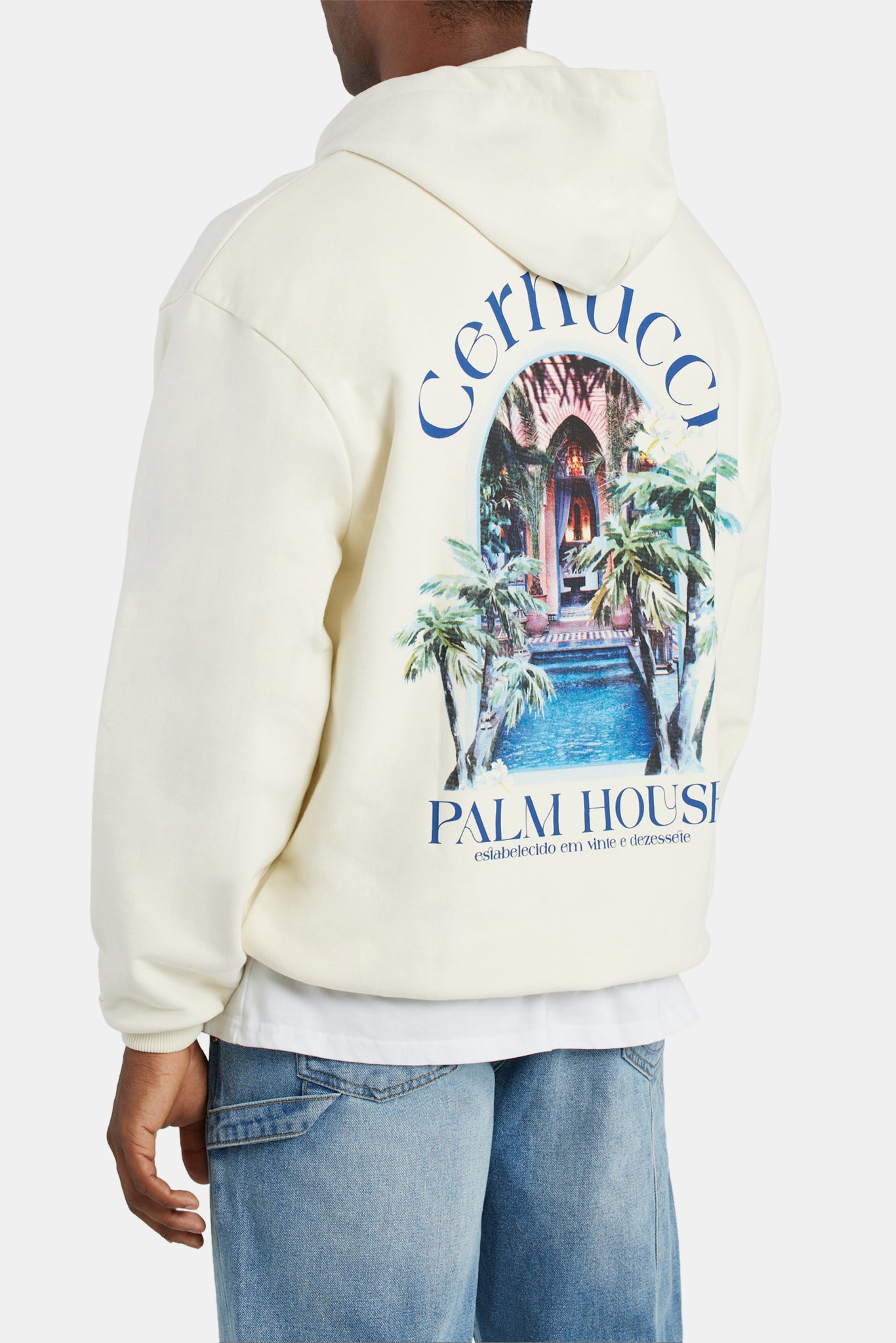 Cernucci Palm House Grafik-Hoodie - Ecru