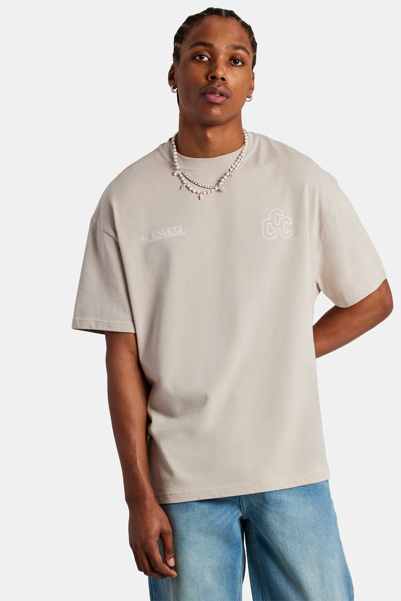 Creative Studios Oversized T-Shirt - Stone | Mens Tees & Vests