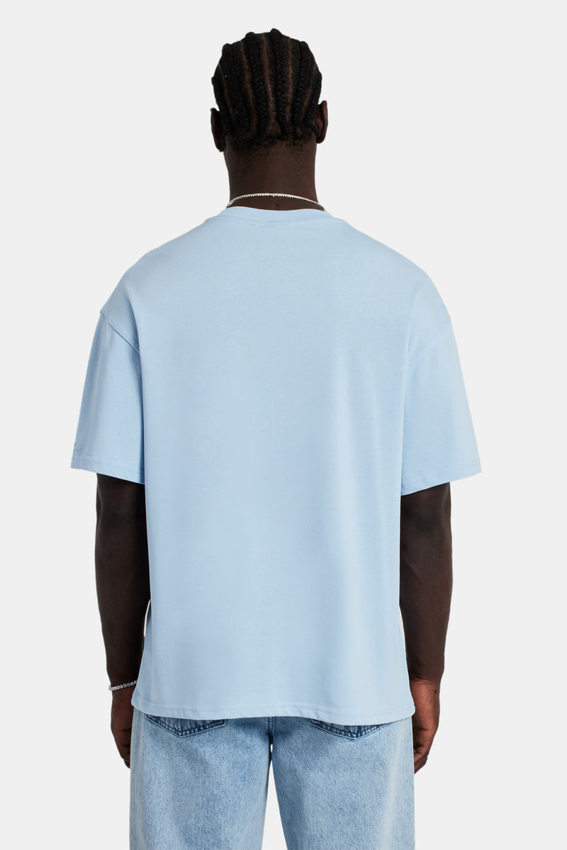 Tonal Logo Oversized T-Shirt - Light Blue