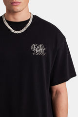 CRNC Bedrucktes Oversize-T-Shirt - Schwarz